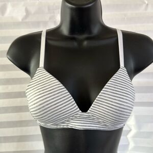 Delta Gray/White Striped Pullover Bra Adjustable Shoulder Straps Size 34A